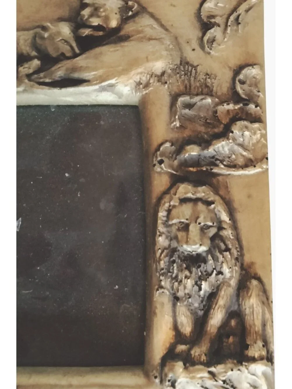 Pier1 Photo Frame Golden Safari Lions Embossed